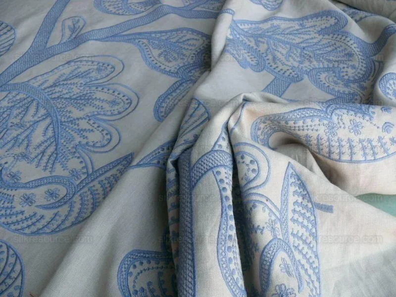 P1630580.jpg 1.38yd Lee Jofa Whitcomb.aegean Blue White Embroidery Linen MSRP USD 336/Yard