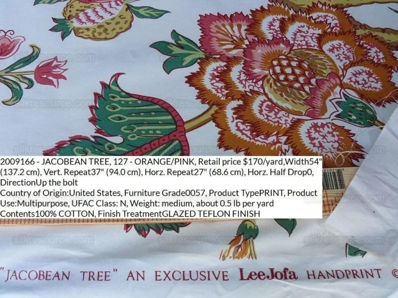 P1630631.jpg By YARD Lee Jofa Jacobean Tree of Life Large Peony Palampore Chintz orange pink green Chintz Bird of Paradise