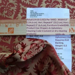 P1630730.jpg Kravet Red & Gold Small Medallion Crest Silk Damask Reversible MSRP USD 159/Y