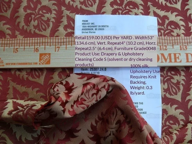 P1630730.jpg Kravet Red & Gold Small Medallion Crest Silk Damask Reversible MSRP USD 159/Y