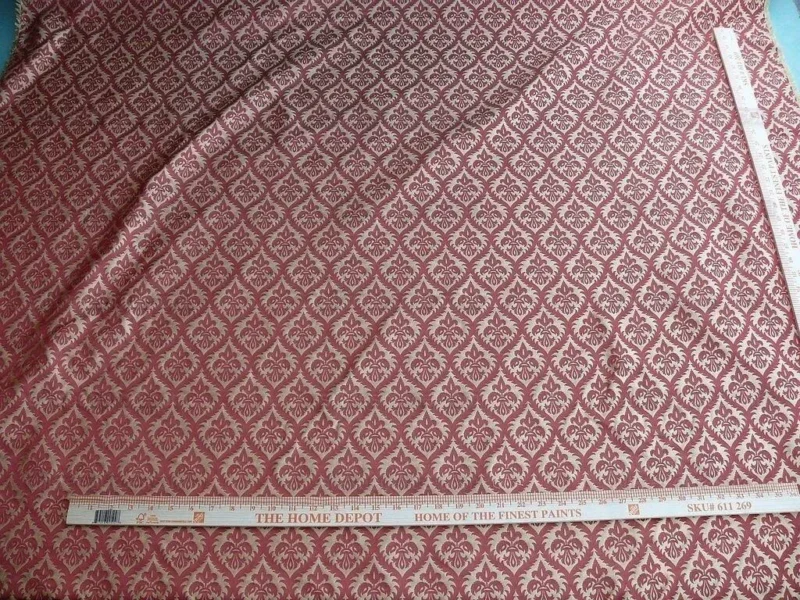 P1630731.jpg Kravet Red & Gold Small Medallion Crest Silk Damask Reversible MSRP USD 159/Y