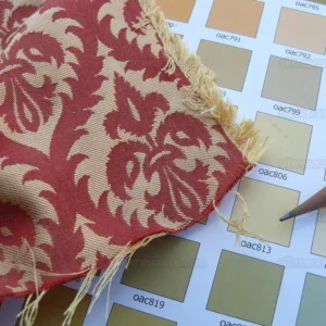 P1630734.jpg Kravet Red & Gold Small Medallion Crest Silk Damask Reversible MSRP USD 159/Y