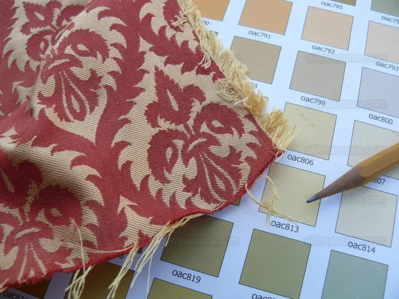 P1630734.jpg Kravet Red & Gold Small Medallion Crest Silk Damask Reversible MSRP USD 159/Y