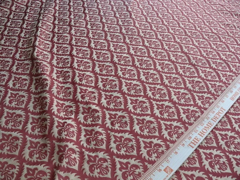 P1630736.jpg Kravet Red & Gold Small Medallion Crest Silk Damask Reversible MSRP USD 159/Y