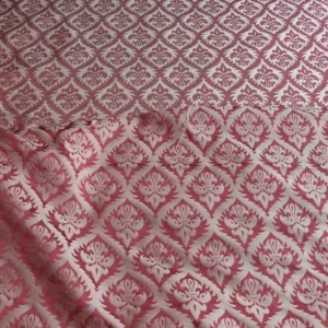 P1630738.jpg Kravet Red & Gold Small Medallion Crest Silk Damask Reversible MSRP USD 159/Y