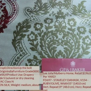 P1630816C.jpg by yard Lee Jofa Mulberry Home Staveley Damask Ruby Olive Green Red White Floral Stripe MSRP USD 196/y