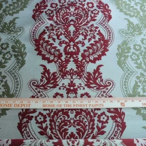 P1630818.jpg by yard Lee Jofa Mulberry Home Staveley Damask Ruby Olive Green Red White Floral Stripe MSRP USD 196/y