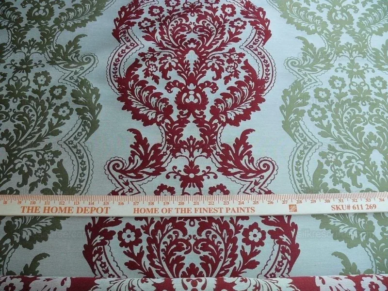 P1630818.jpg by yard Lee Jofa Mulberry Home Staveley Damask Ruby Olive Green Red White Floral Stripe MSRP USD 196/y