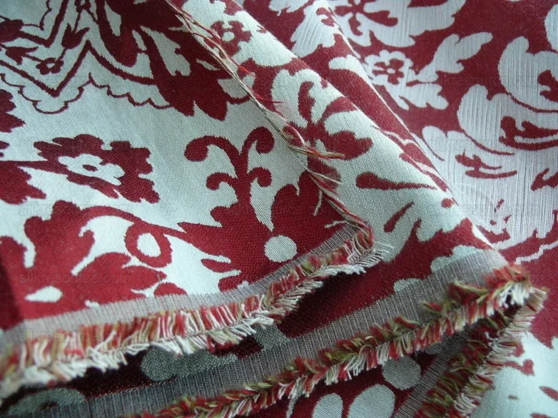 P1630821.jpg by yard Lee Jofa Mulberry Home Staveley Damask Ruby Olive Green Red White Floral Stripe MSRP USD 196/y