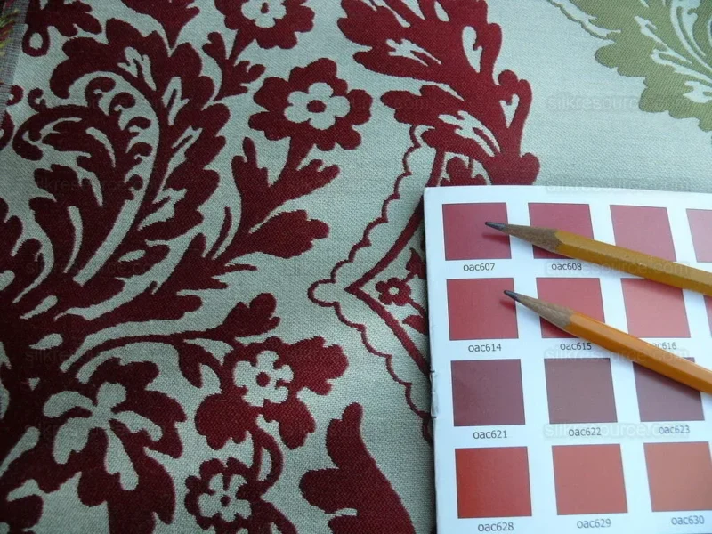P1630825.jpg by yard Lee Jofa Mulberry Home Staveley Damask Ruby Olive Green Red White Floral Stripe MSRP USD 196/y