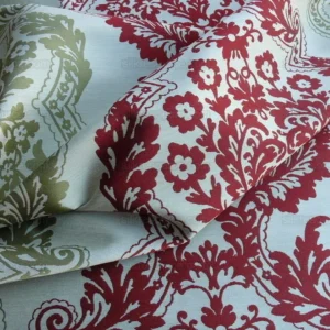 P1630827.jpg by yard Lee Jofa Mulberry Home Staveley Damask Ruby Olive Green Red White Floral Stripe MSRP USD 196/y