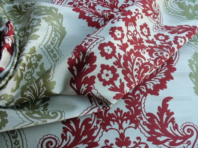 P1630827.jpg by yard Lee Jofa Mulberry Home Staveley Damask Ruby Olive Green Red White Floral Stripe MSRP USD 196/y