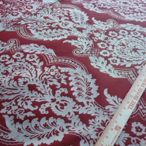 P1630829.jpg by yard Lee Jofa Mulberry Home Staveley Damask Ruby Olive Green Red White Floral Stripe MSRP USD 196/y