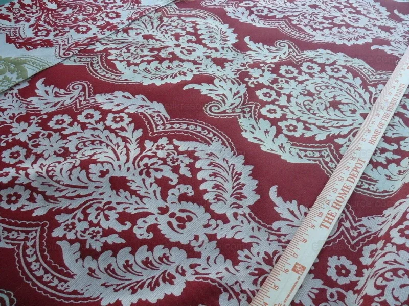 P1630829.jpg by yard Lee Jofa Mulberry Home Staveley Damask Ruby Olive Green Red White Floral Stripe MSRP USD 196/y