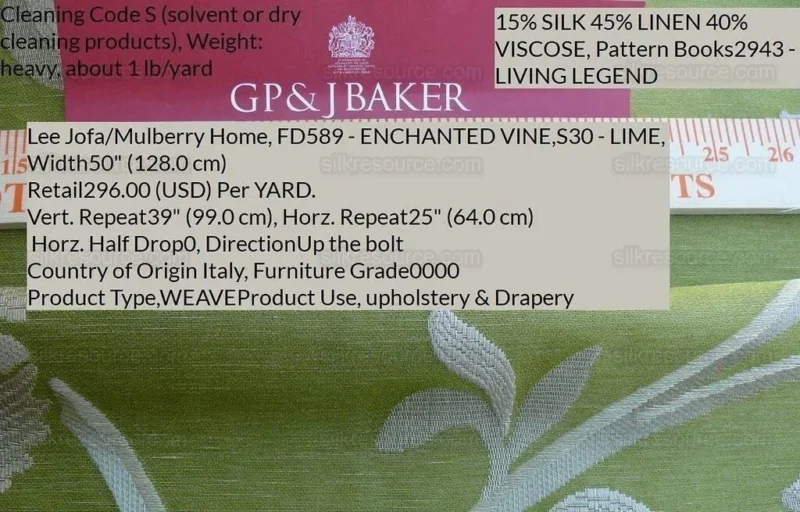 P1630831C.jpg By Yard Lee Jofa Mulberry Home Enchanted Vine Lime Green MSRP USD 296/y