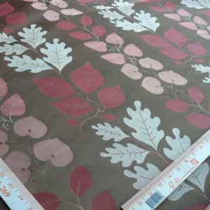 By Yd Lee Jofa Mulberry Home Woodland Copper Brown Red White Silk Lampas Foliage forest Birch Oak Elm William Morris MSRP USD 288/y