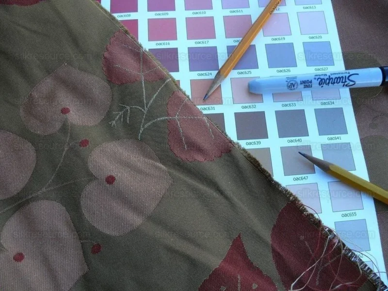 By Yd Lee Jofa Mulberry Home Woodland Copper Brown Red White Silk Lampas Foliage forest Birch Oak Elm William Morris MSRP USD 288/y