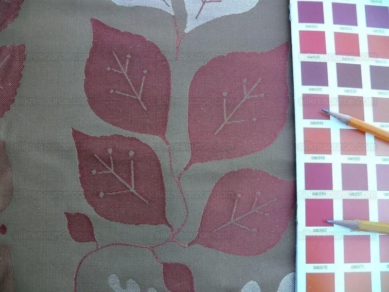 By Yd Lee Jofa Mulberry Home Woodland Copper Brown Red White Silk Lampas Foliage forest Birch Oak Elm William Morris MSRP USD 288/y