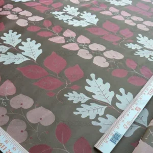 By Yd Lee Jofa Mulberry Home Woodland Copper Brown Red White Silk Lampas Foliage forest Birch Oak Elm William Morris MSRP USD 288/y