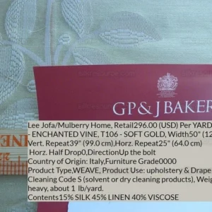 P1630869.jpg Lee Jofa Mulberry Home Enchanted Vine Soft Gold Pale Green Silk Lampas MSRP USD 296/y