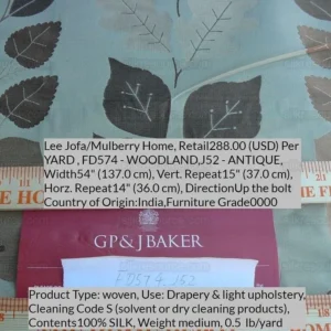 P1630913.jpg By Yd Lee Jofa Mulberry Home Woodland Antique Gold Silk Lampas Foliage forest Birch Oak Elm William Morris MSRP USD 288/y