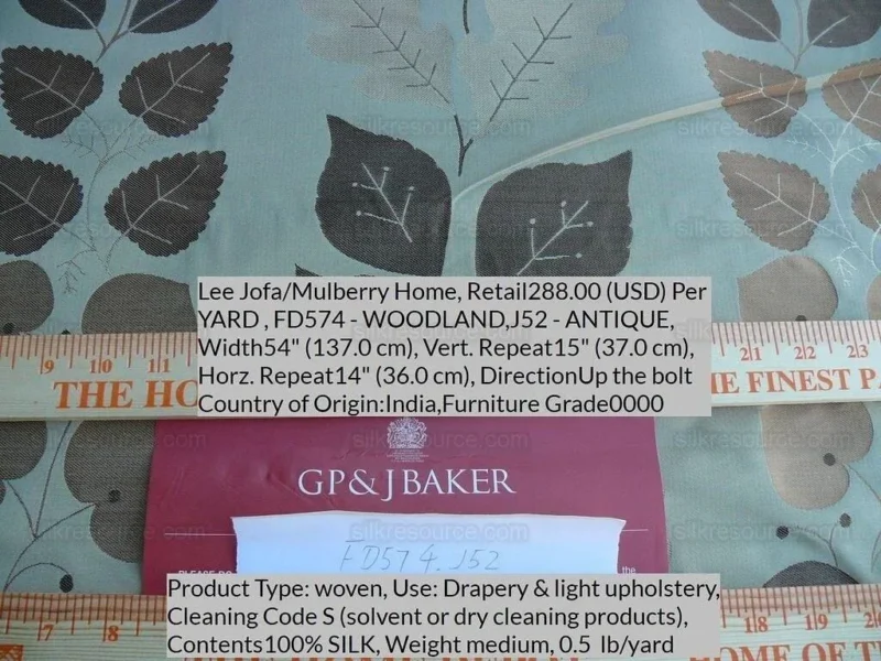 P1630913.jpg By Yd Lee Jofa Mulberry Home Woodland Antique Gold Silk Lampas Foliage forest Birch Oak Elm William Morris MSRP USD 288/y