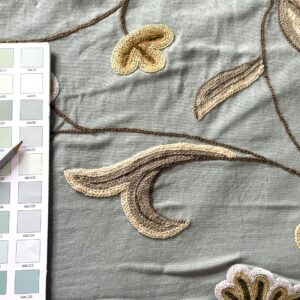 IMG_8007 By YARD Scalamandre Sindia Green Aqua Blue Wool Crewel MSRP USD 300/Y