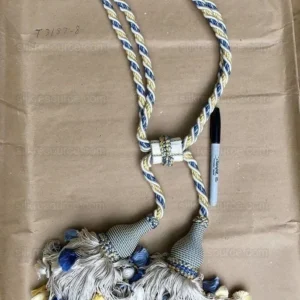 Scalamandre Lyon 100% Silk Double Tie Back Blue Yellow White