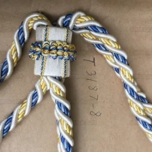 Scalamandre Lyon 100% Silk Double Tie Back Blue Yellow White