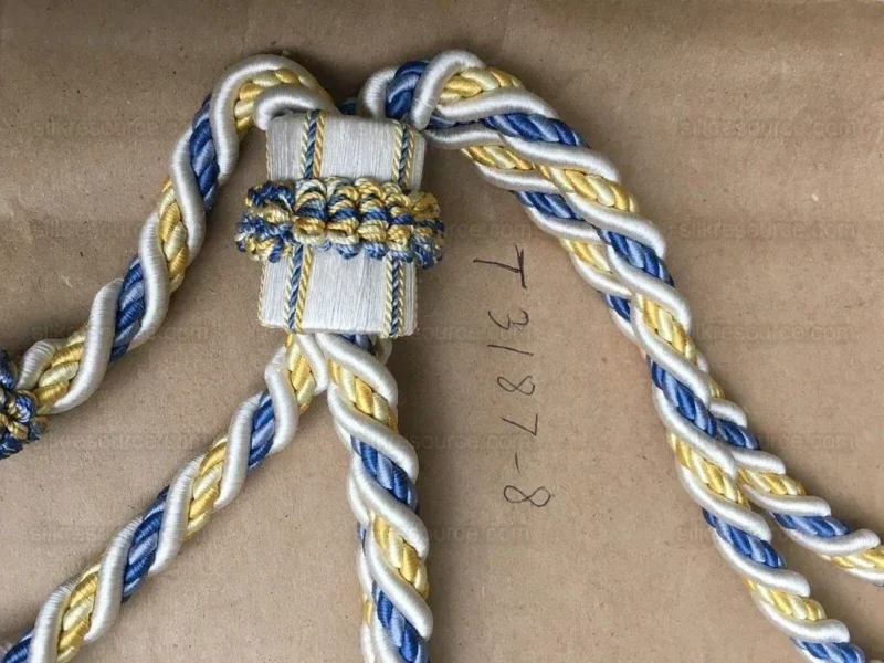 Scalamandre Lyon 100% Silk Double Tie Back Blue Yellow White