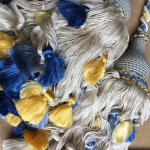 Scalamandre Lyon 100% Silk Double Tie Back Blue Yellow White