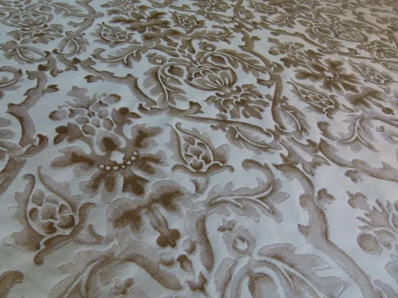 P1000616.jpg By Yd Kravet Beauvoir Silk Mushroom Tan Antique Gold Bronze Historical Damask MSRP USD 236/y
