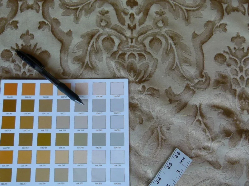 P1000618.jpg By Yd Kravet Beauvoir Silk Mushroom Tan Antique Gold Bronze Historical Damask MSRP USD 236/y