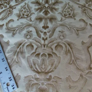 P1000620.jpg By Yd Kravet Beauvoir Silk Mushroom Tan Antique Gold Bronze Historical Damask MSRP USD 236/y