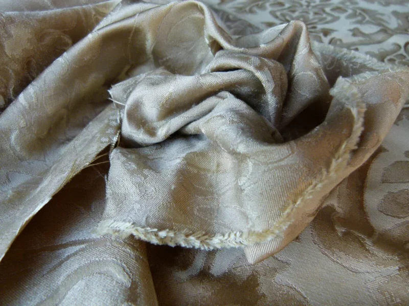 P1000622.jpg By Yd Kravet Beauvoir Silk Mushroom Tan Antique Gold Bronze Historical Damask MSRP USD 236/y