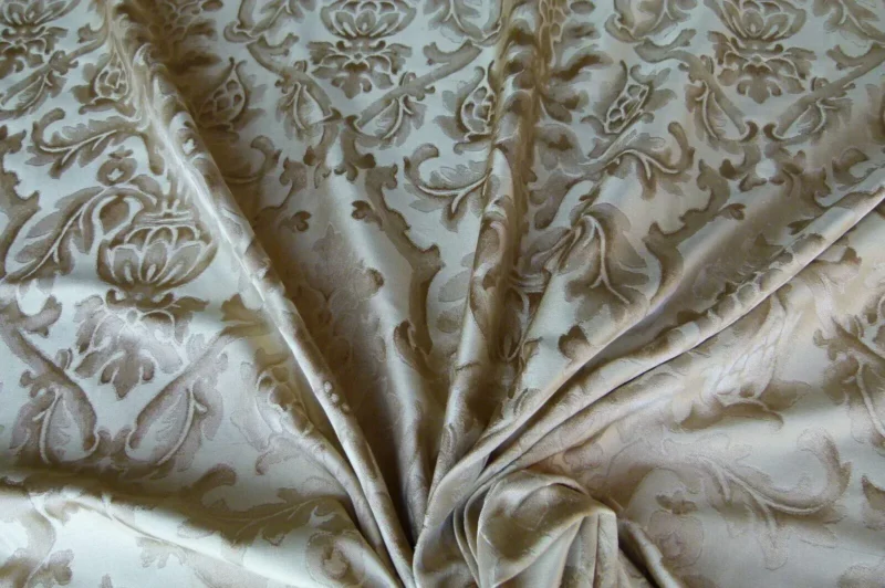 P1000623.jpg By Yd Kravet Beauvoir Silk Mushroom Tan Antique Gold Bronze Historical Damask MSRP USD 236/y
