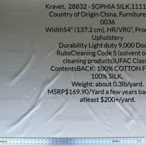 BY Yard Kravet Sophia Silk Bone White Silk Satin for Bridal Wedding Dress MSRP USD 169.90/y