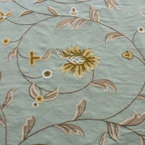 By YARD Scalamandre Sindia Green Aqua Blue Wool Crewel MSRP USD 300/Y