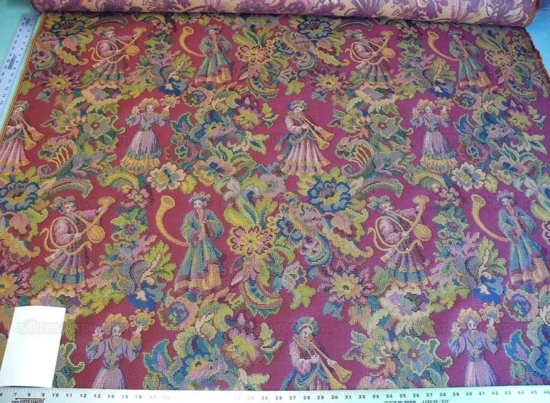 P1640031.jpg Scalamandre Biliken Red Mediaval Lady Heavy! Wool Tapestry Music Dance Harvest USD 288/y