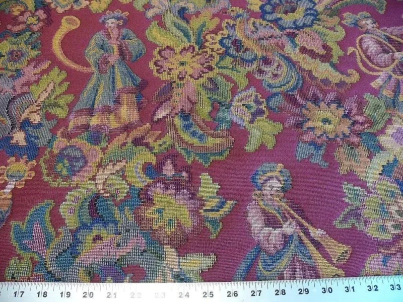 SCALAMANDRE BILIKEN RED MEDIAVAL LADY TAPESTRY MUSIC MSRP 230/Y SCALAMANDRE BILIKEN RED MEDIAVAL LADY TAPESTRY MUSIC MSRP 230/Y