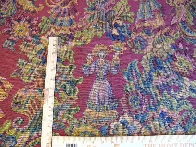 P1640036.jpg Scalamandre Biliken Red Mediaval Lady Heavy! Wool Tapestry Music Dance Harvest USD 288/y