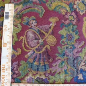 P1640037.jpg Scalamandre Biliken Red Mediaval Lady Heavy! Wool Tapestry Music Dance Harvest USD 288/y