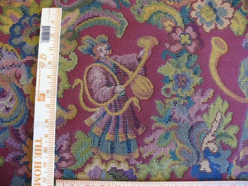 P1640037.jpg Scalamandre Biliken Red Mediaval Lady Heavy! Wool Tapestry Music Dance Harvest USD 288/y