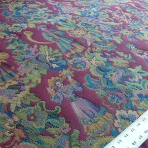 P1640047.jpg Scalamandre Biliken Red Mediaval Lady Heavy! Wool Tapestry Music Dance Harvest USD 288/y