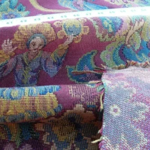 P1640051.jpg Scalamandre Biliken Red Mediaval Lady Heavy! Wool Tapestry Music Dance Harvest USD 288/y