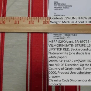 Brunschwig & Fils Vilmorin Satin Stripe Lipstick Red MSRP USD 290/y