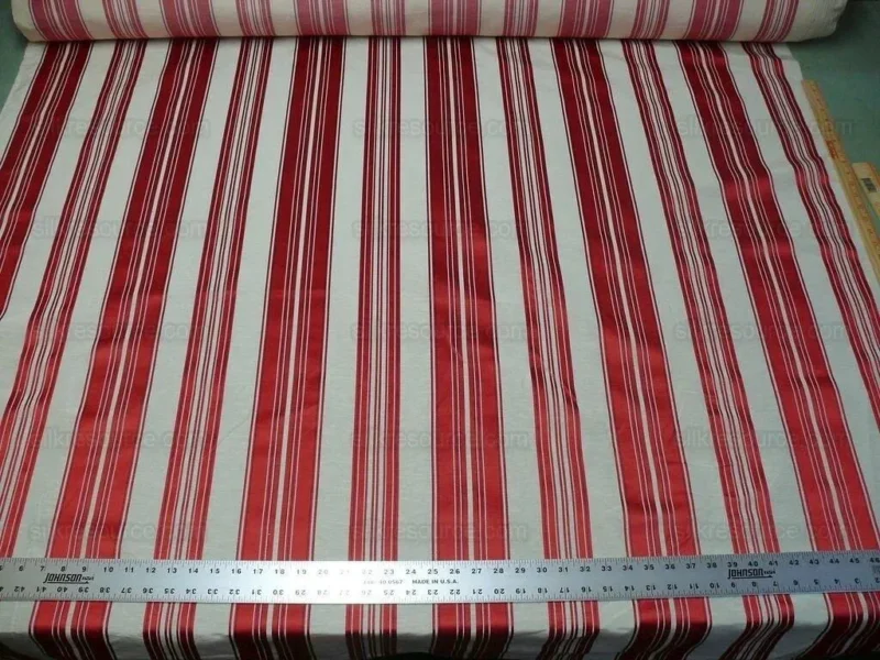 Brunschwig & Fils Vilmorin Satin Stripe Lipstick Red MSRP USD 290/y