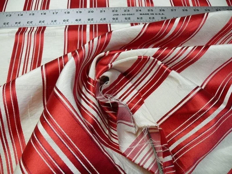 Brunschwig & Fils Vilmorin Satin Stripe Lipstick Red MSRP USD 290/y