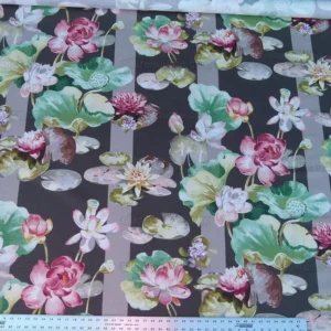 4.5Y Scalamandre MEIJI POND BROWN LOTUS WATER LILY PRINT RP2 4.5Y Scalamandre MEIJI POND BROWN LOTUS WATER LILY PRINT RP$312