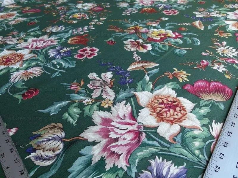 P1000976.jpg Scalamandre Les Fleurs Mysterieuses Green Tulip Rose Peony Print MSRP USD/598/y